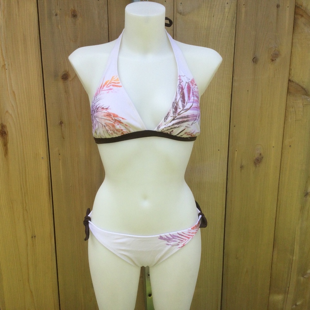 Garage cream white tropical bikini size M/L